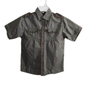 Youth Boys Button Down Shirt, Muted Olive Green, Perfect For Any Occasion